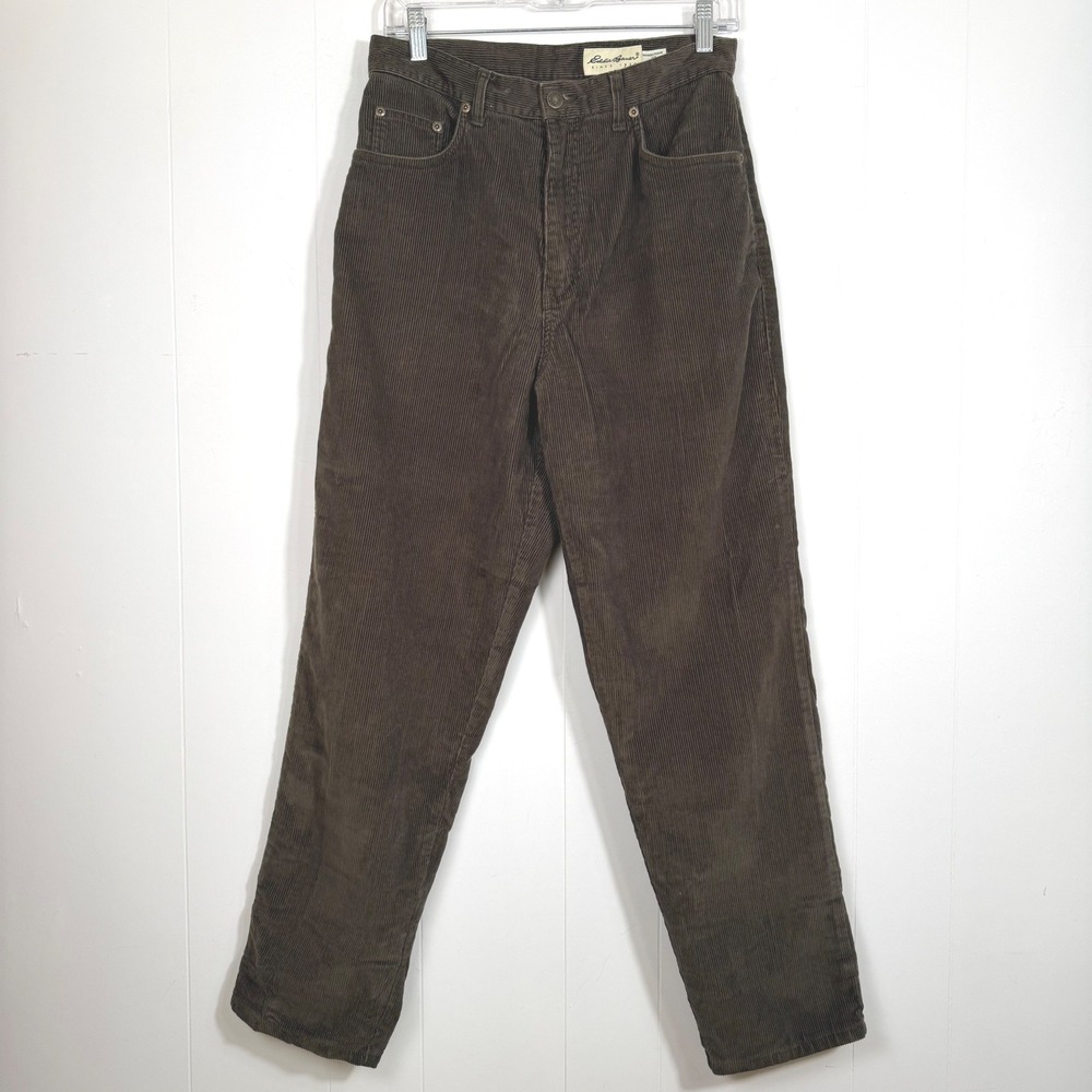 VTG Y2K Eddie Bauer Brown Corduroy Pants High Rise Straight Leg Size 10 Preppy